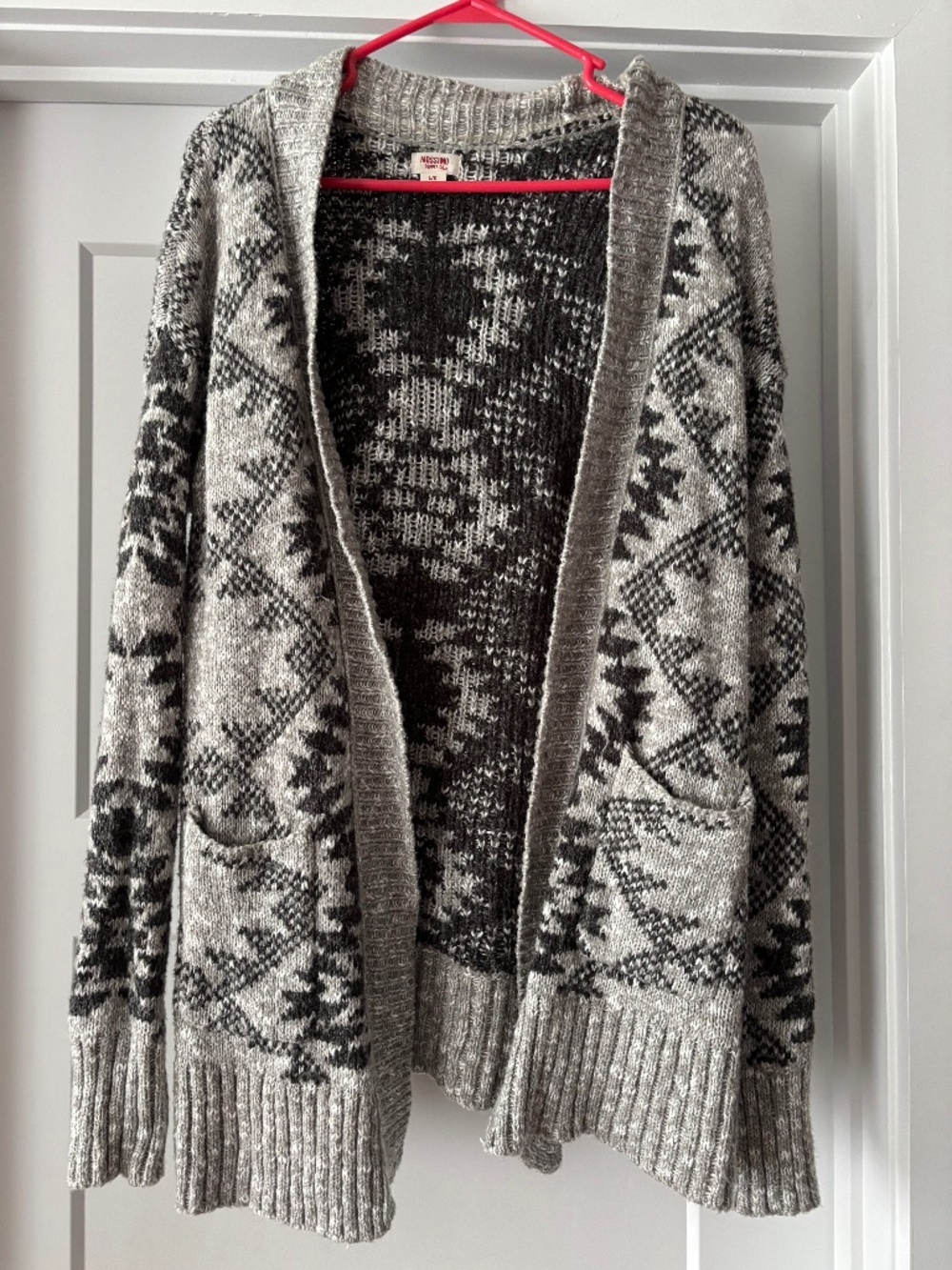 Chunky Knit Patterned Cardigan Size Large